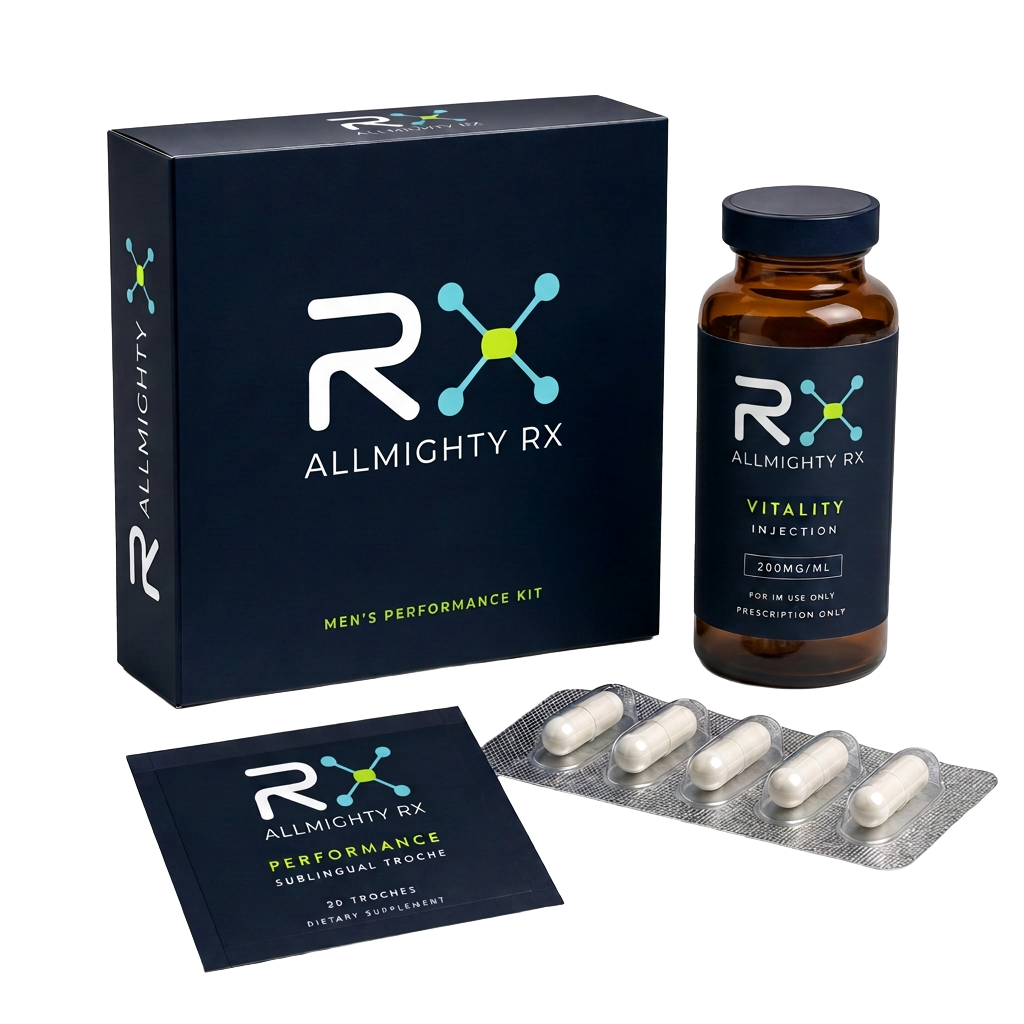Men's Performance Kit packaging by Allmighty RX