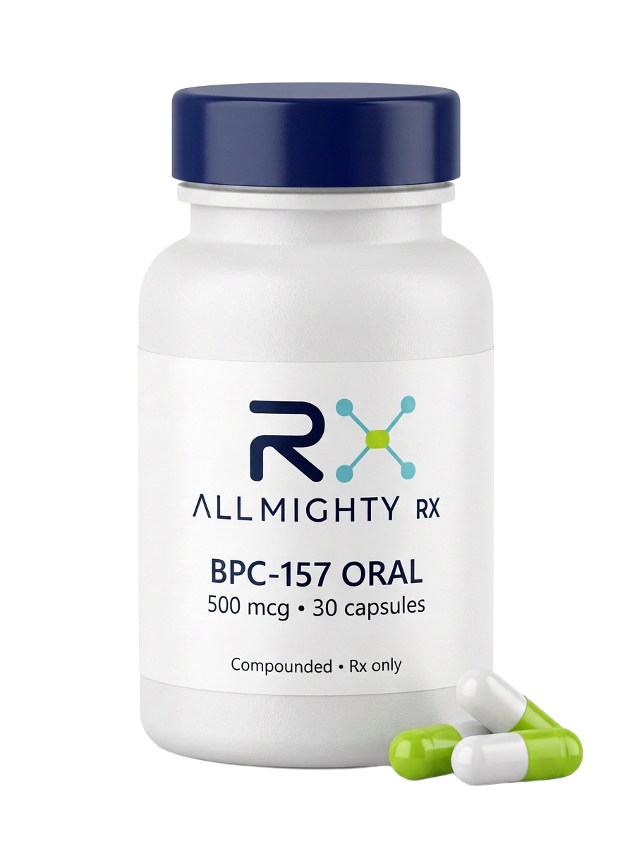Allmighty RX BPC-157 Oral oral packaging mockup