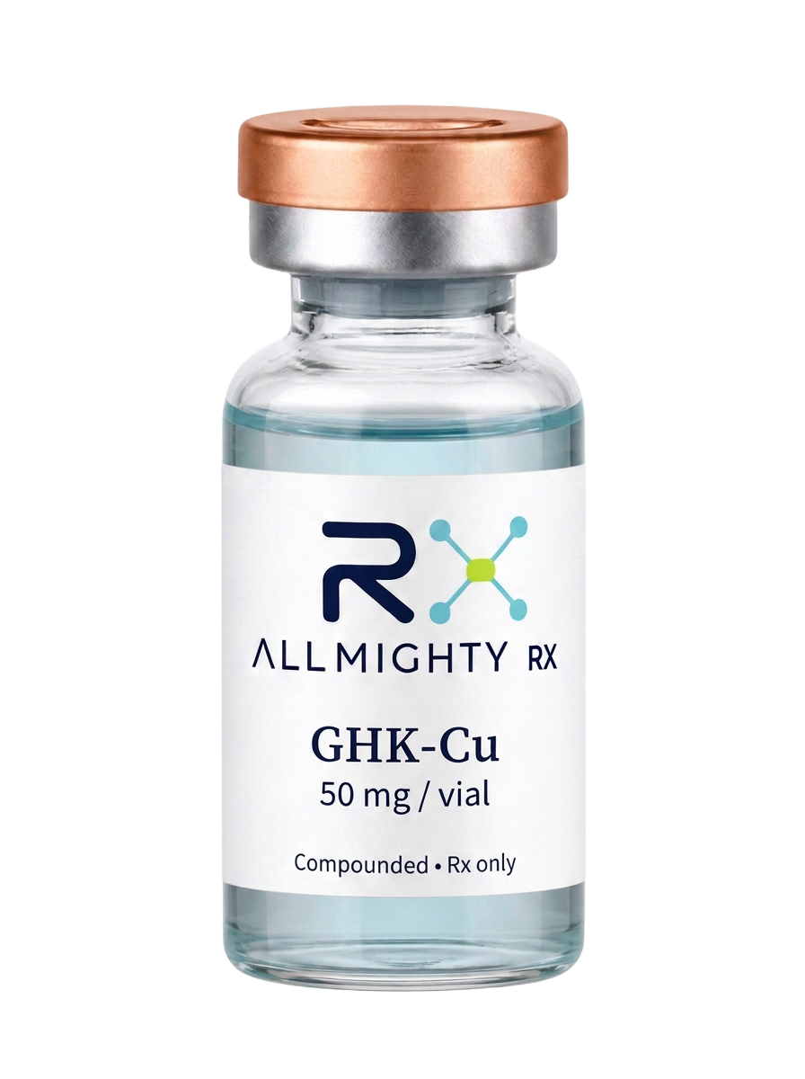 Allmighty RX GHK-Cu injectable packaging mockup