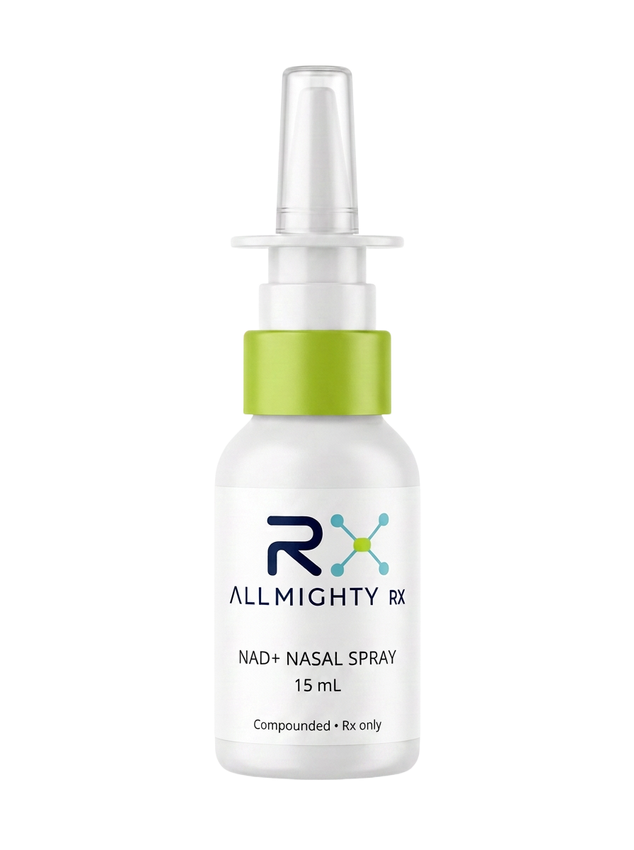 Allmighty RX NAD+ Nasal Spray nasal packaging mockup