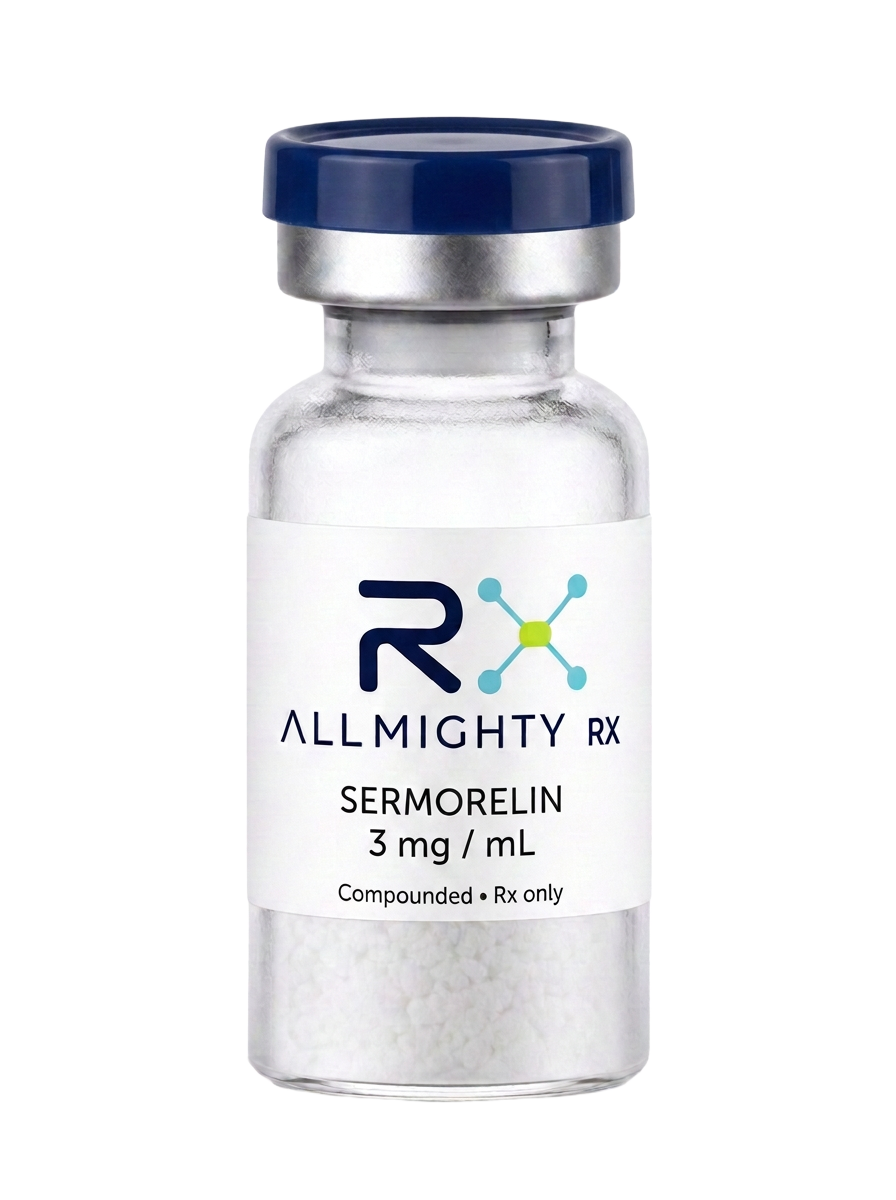 Allmighty RX Sermorelin injectable packaging mockup