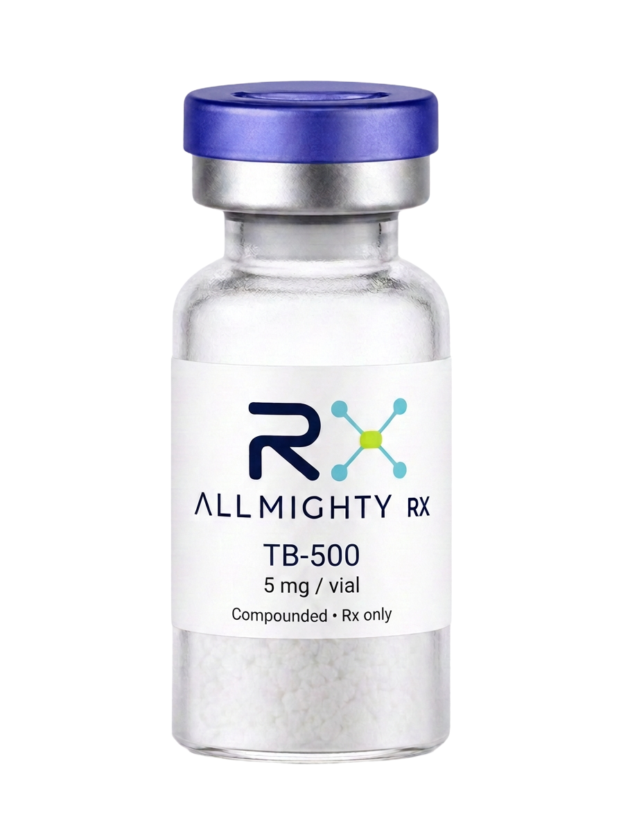 Allmighty RX TB-500 injectable packaging mockup