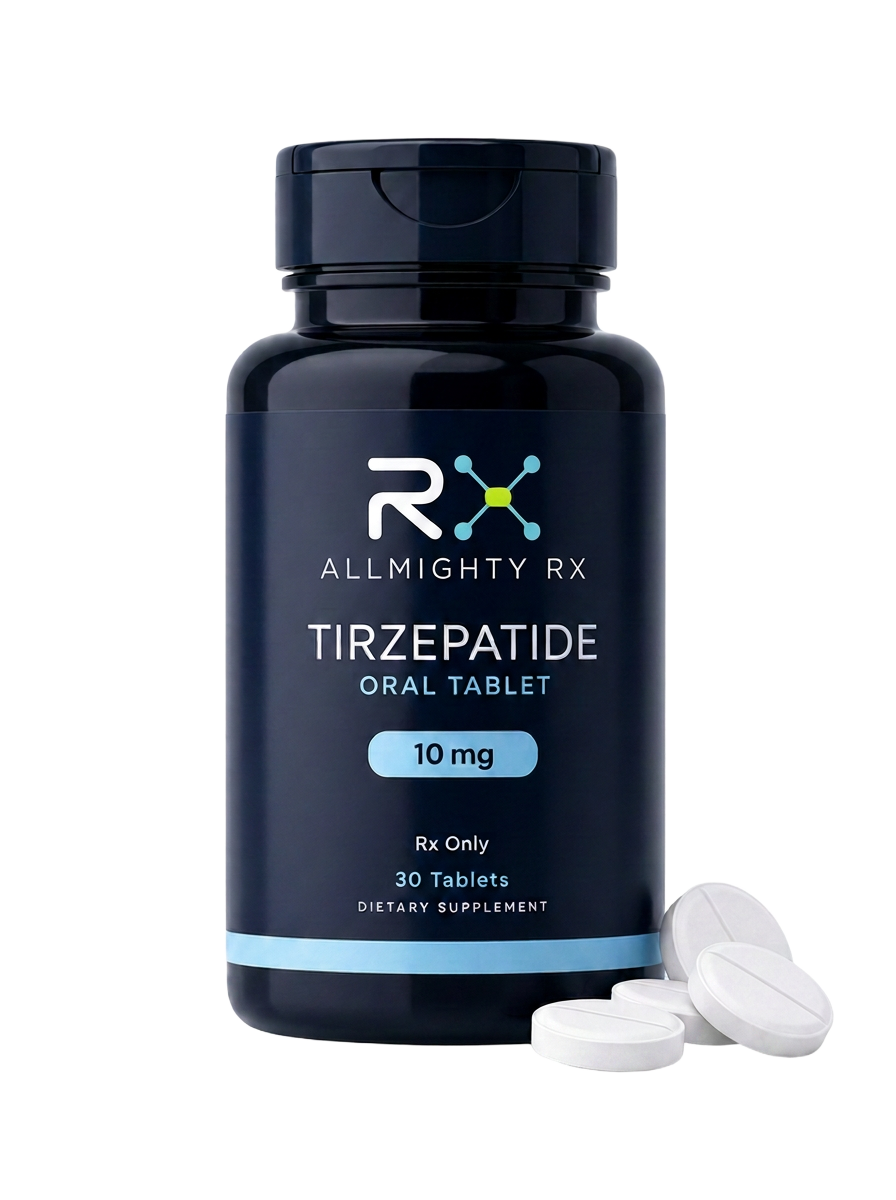 Tirzepatide Oral Tablet Allmighty RX product mockup